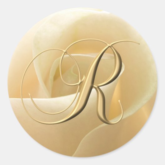 Monogram trouwstickers - letter R Ronde Sticker (Voorkant)