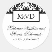 Monogram trouwstickers ronde sticker (Voorkant)