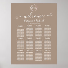 Monogram Trouwstoelindeling Bord Schuimkarton Poster