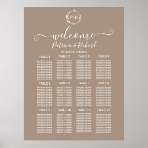 Monogram Trouwstoelindeling Bord Schuimkarton Poster