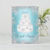 Monogram trouwtaart blauwe bruidsdouche kaart (Staand voorkant)