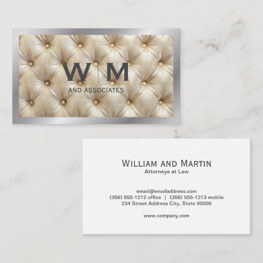 Monogram | tufted stof opvulling visitekaartje (Voorkant / Achterkant)