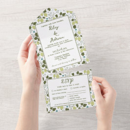 Monogram Tuin Kruisbes Lente Bloem Bruiloft All In One Uitnodiging
