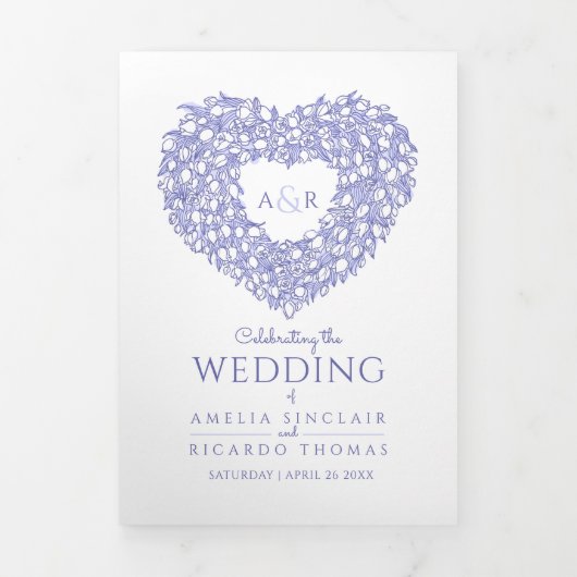 monogram tulips verhaal toewijding bruiloft drieluik programma (Cover)