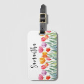Monogram Tulpen Lente Bloemen Kleurrijk & Vrolijk Bagagelabel (Voorkant (verticaal))