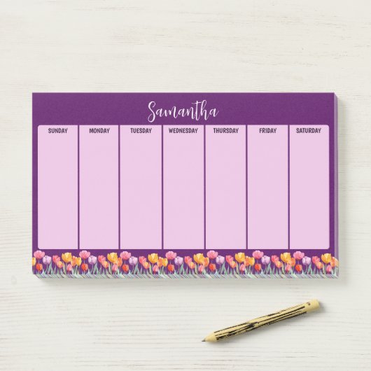 Monogram Tulpen Lente Bloemen Kleurrijk & Vrolijk Post-it® Notes (Op bureau)