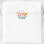 Monogram Tulpen Lente Bloemen Kleurrijk & Vrolijk Ronde Sticker (Tas)