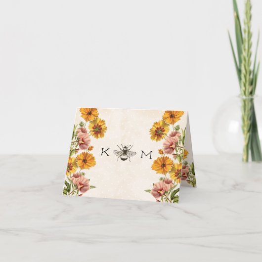 Monogram Tumble Bee Bedankkaartjes Bedankkaart (Voorkant)