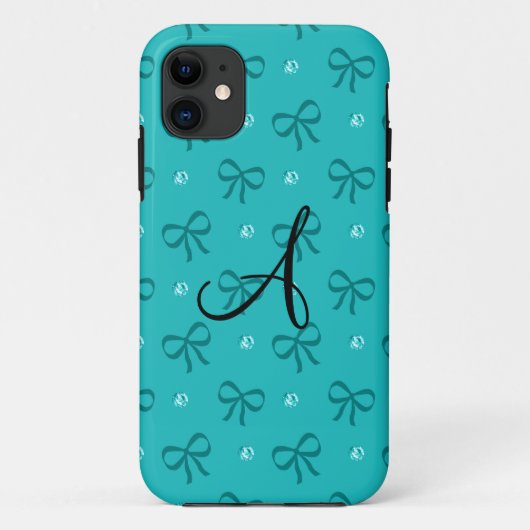 Monogram turkooisdiamanten en bogen Case-Mate iPhone case (Achterkant)