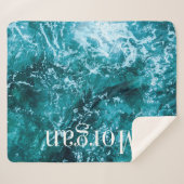Monogram Turquoise Beach Ocean Custom Sherpa Deken (Voorkant (horizontaal))