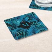 Monogram Turquoise Black Palms Kartonnen Onderzetters (Schuin)