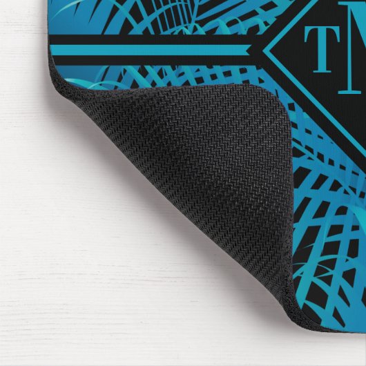 Monogram Turquoise Black Palms Muismat (Hoek)