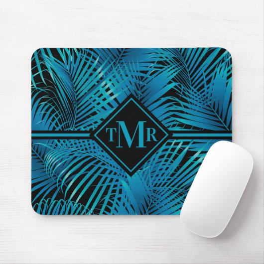 Monogram Turquoise Black Palms Muismat (Met muis)