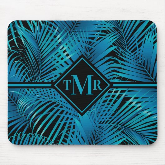 Monogram Turquoise Black Palms Muismat (Voorkant)