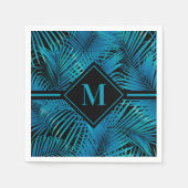 Monogram Turquoise Black Palms Servet (Voorkant)