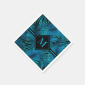 Monogram Turquoise Black Palms Servet (Hoek)