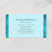 Monogram turquoise blad patroon modern visitekaartje (Achterkant)