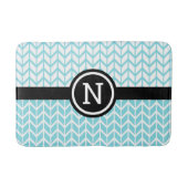 Monogram Turquoise Blauw Wit Chevron Patroon Vet Badmat (Voorkant)