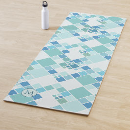 Monogram Turquoise Blauwgroen Pattern Yoga Mat