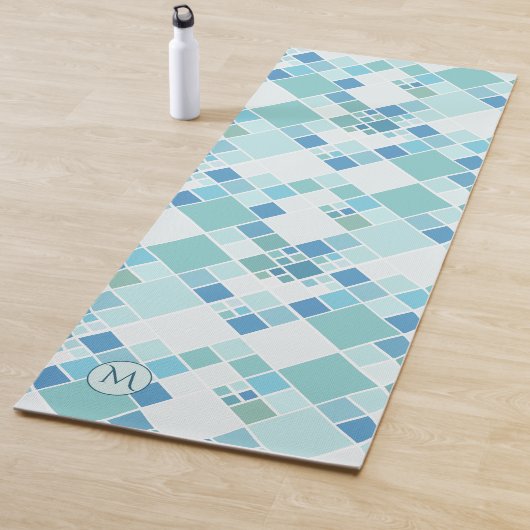 Monogram Turquoise Blauwgroen Pattern Yoga Mat (In situ)
