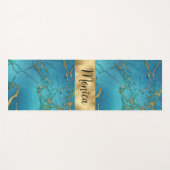 Monogram turquoise Blue Gold Metallic marmer Stone Yogamat (Voorkant (horizontaal))