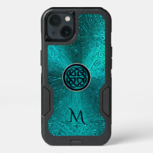 Monogram Turquoise Blue Green Celtic Knot Mandala