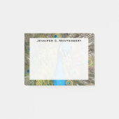 Monogram Turquoise Blue Lime Green Pauw Feather Post-it® Notes (Voorkant)