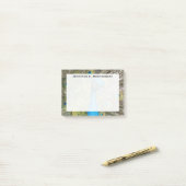 Monogram Turquoise Blue Lime Green Pauw Feather Post-it® Notes (Op bureau)