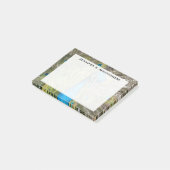 Monogram Turquoise Blue Lime Green Pauw Feather Post-it® Notes (Schuin)