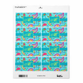 Monogram Turquoise Blue Modern Paisley Pattern Etiket (Full Sheet)