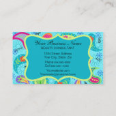 Monogram Turquoise Blue Modern Paisley Pattern Visitekaartje (Achterkant)