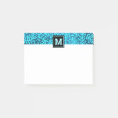 Monogram turquoise botanisch bladpatroon modern post-it® notes (Voorkant)