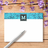 Monogram turquoise botanisch bladpatroon modern post-it® notes