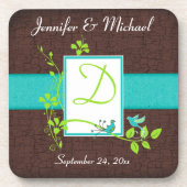 Monogram Turquoise Brown Green Onderzetter Set (6) (Voorkant)