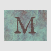 Monogram Turquoise Copper Rustic Texture Grunge