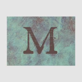 Monogram Turquoise Copper Rustic Texture Grunge Tissuepapier