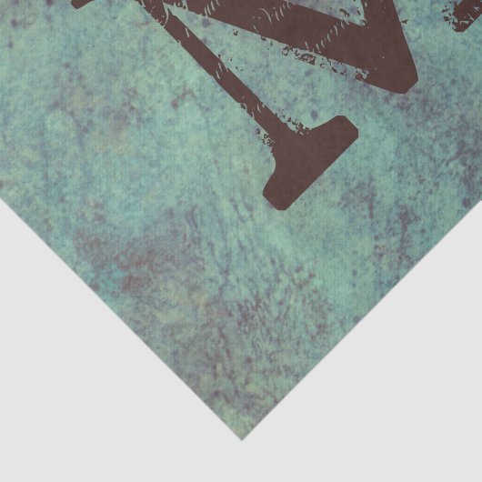 Monogram Turquoise Copper Rustic Texture Grunge Tissuepapier (Detail)