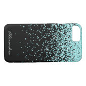Monogram Turquoise en Black Glitter Sparkle Case-Mate iPhone Case (Achterkant (Horizontaal))