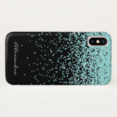 Monogram Turquoise en Black Glitter Sparkle Case-Mate iPhone Case (Achterkant (horizontaal))