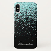 Monogram Turquoise en Black Glitter Sparkle Case-Mate iPhone Case (Achterkant)