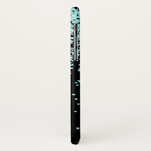 Monogram Turquoise en Black Glitter Sparkle Case-Mate iPhone Case (Achterkant/links)
