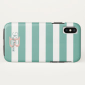 monogram turquoise en blush preppy strees Case-Mate iPhone case (Achterkant (horizontaal))