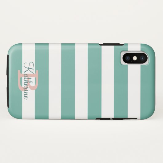 monogram turquoise en blush preppy strees Case-Mate iPhone case (Achterkant (horizontaal))