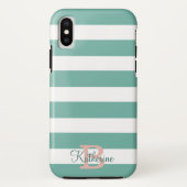monogram turquoise en blush preppy strees Case-Mate iPhone case (Achterkant)