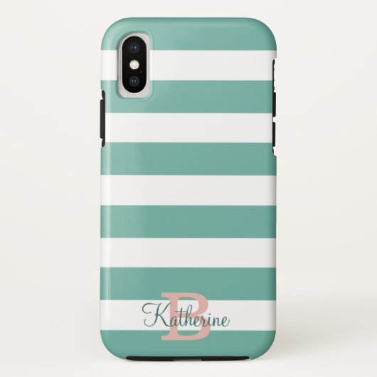 monogram turquoise en blush preppy strees Case-Mate iPhone case (Achterkant)