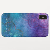 Monogram Turquoise en Green Lotus Flower Case-Mate iPhone Case (Achterkant (horizontaal))