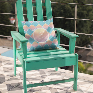 Monogram turquoise en pasta quatrefoil buitenkussen