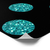 Monogram turquoise en roze polka dots poster (Hoek)