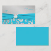Monogram Turquoise en Silver Place Cards Plaatskaartje (Voorkant / Achterkant)