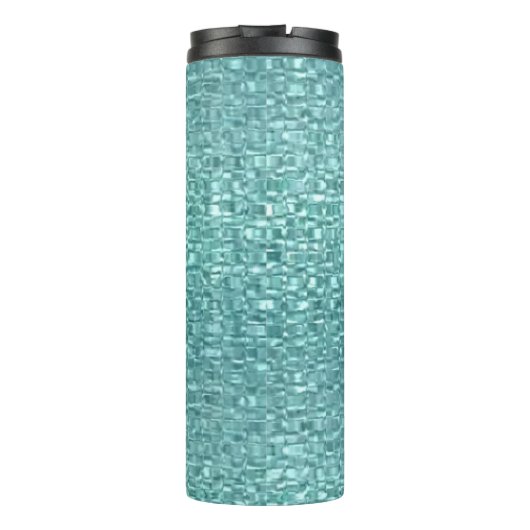Monogram Turquoise Faux Glass Mosaic Thermosbeker (Achterkant)